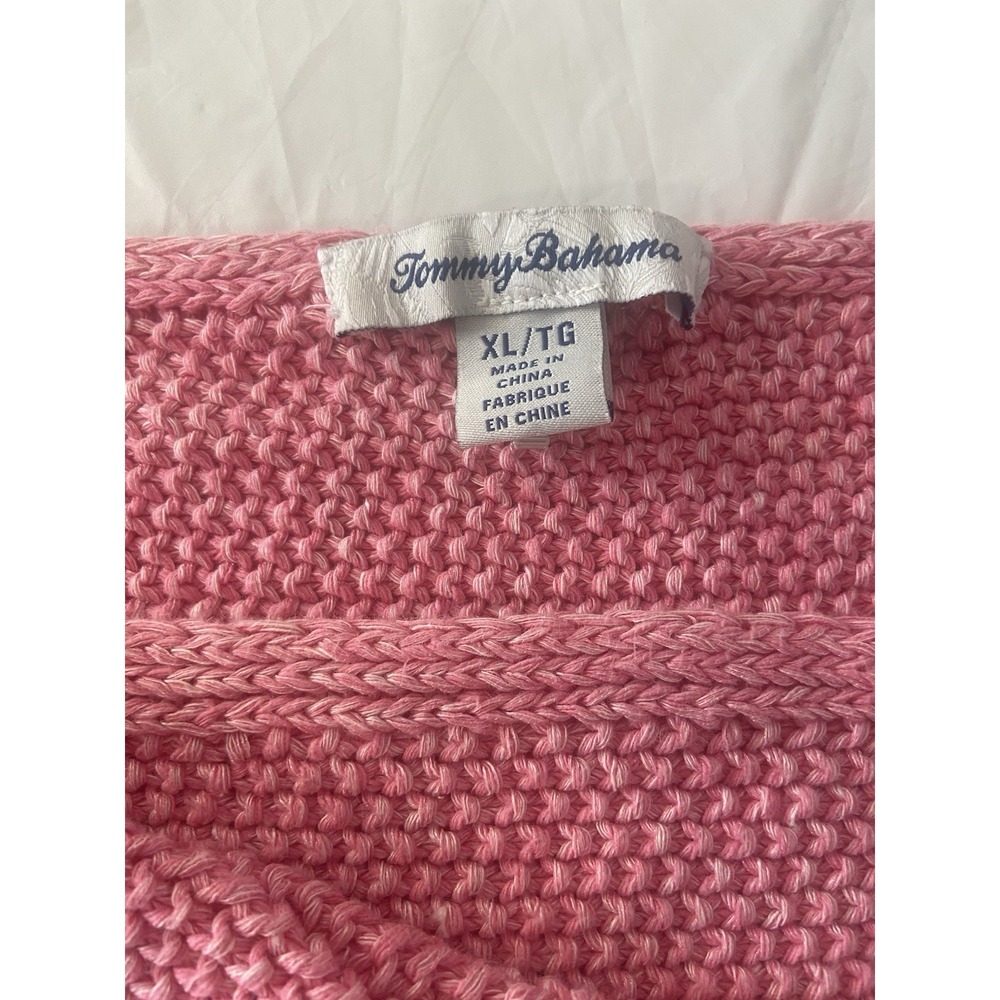 Women's Tommy Bahama Linen Blend Pink Cap Sleeve Medium Weight Sweater-Size XL - Picture 4 of 13